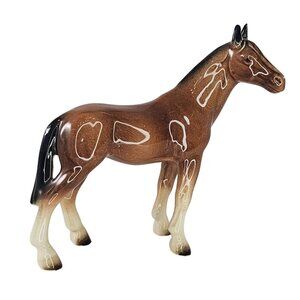 Vintage Brown Ceramic Horse Figurine Bay 3.5" Hertwig?